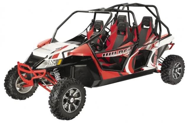 Noul ATV Arctic Cat Wildcat model 2014 dezvolta un motor de 700 cc (construit de Kymco) cu 4 supape,came duble si oferind o putere 60 cp. Acest motor este cuplat la o transmisie all inclusive,mergand strans imp...