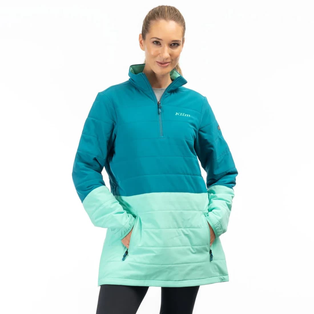 Klim Soteria Insulated Pullover Deep Lagoon - Electric Green